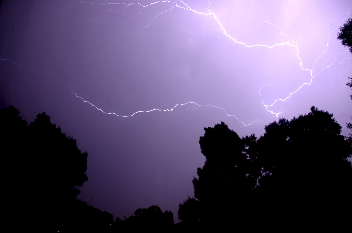lightning in purple sky