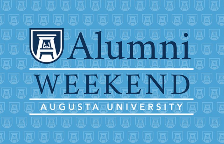 sign that says alumni weekend augusta university