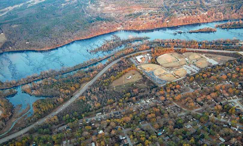 An overhead photo of the Augusta Canal