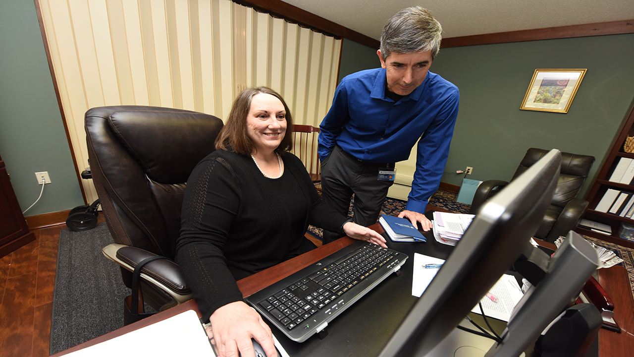 Karen Saltzman and Dr. Aaron Johnson