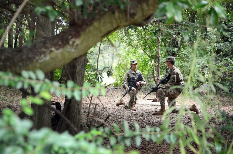 ROTC cadets kneeling