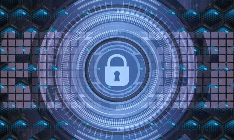 padlock in cyber space