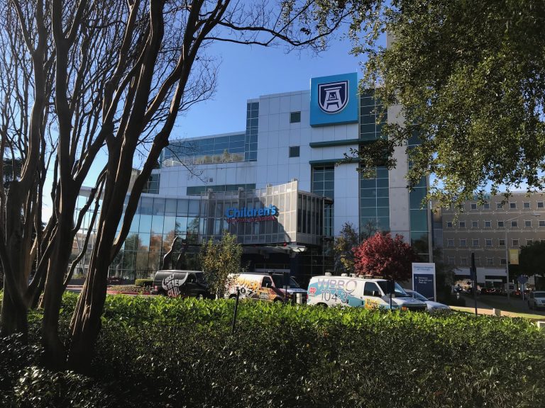 Outside of a hospital.