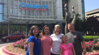 The Chafin family in front of hospital.