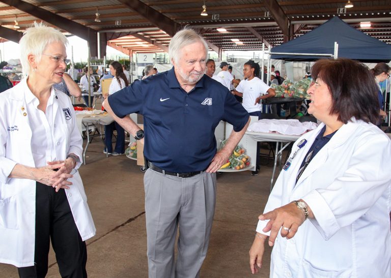 Students from several Augusta University colleges spent the day providing health screenings at Costa Layman Farms.