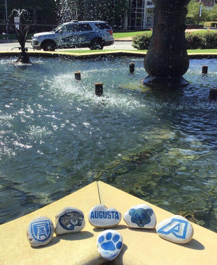 rocks by a fountain