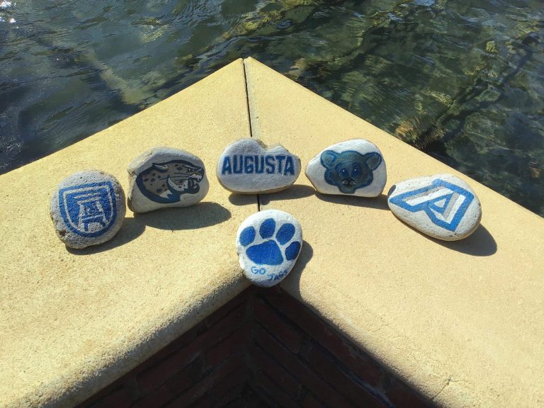rocks near a fountain