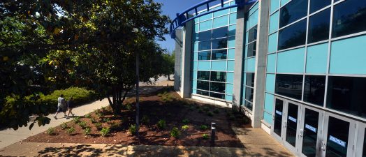 Blue building at Augusta University