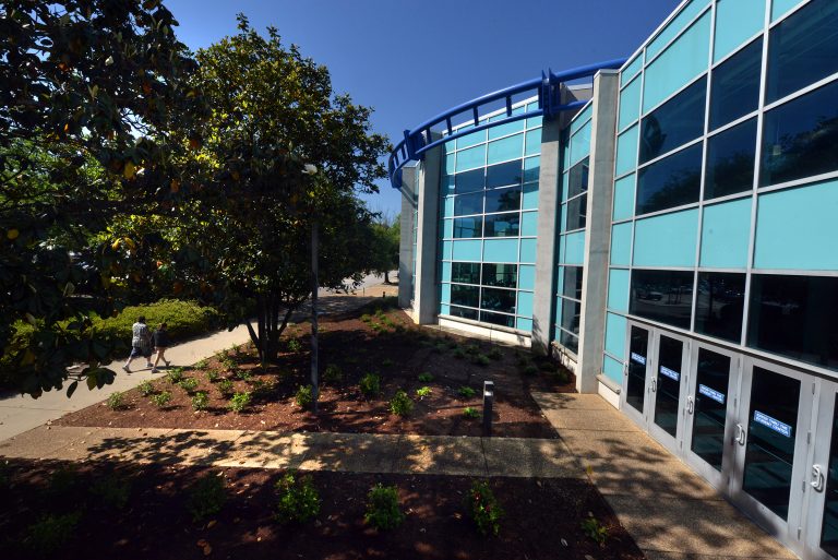 Blue building at Augusta University
