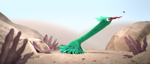 animated bird in a desert