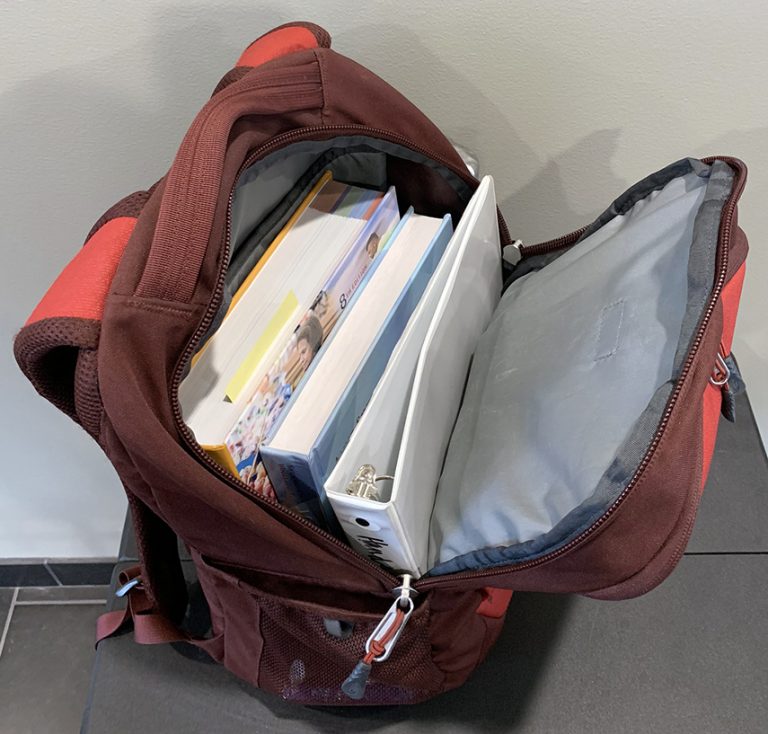 backpack full of books