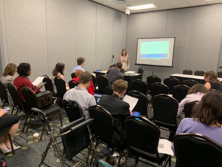 Woman giving presentation