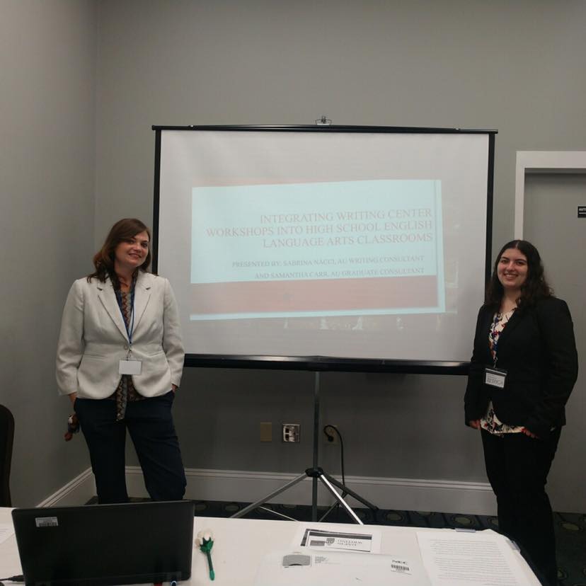 Two women giving a presentation