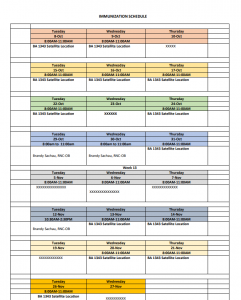 Flu schedule for 2019