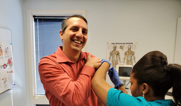Person getting vaccine