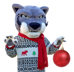 Augusta University mascot Augustus in a Christmas sweater