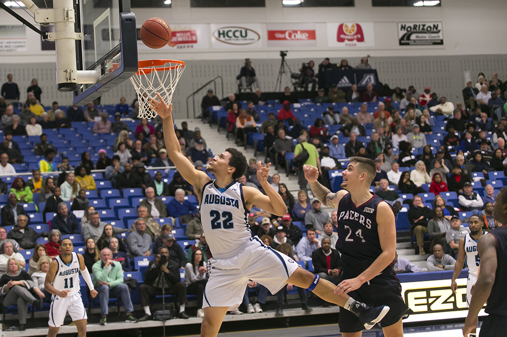 Man shooting a basketball