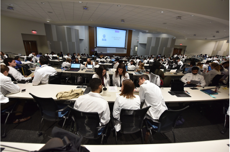 students learning in a classroom