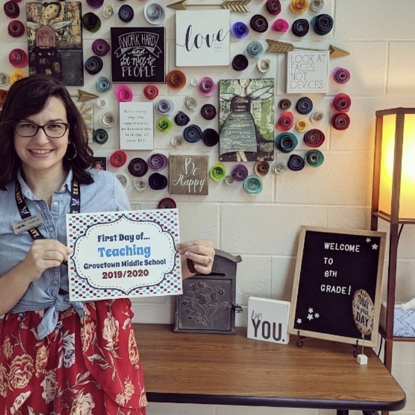 Teacher in a classroom. 