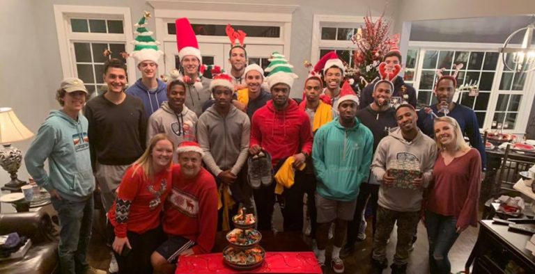 Men and women standing