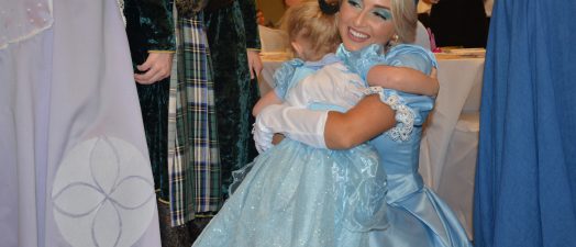 girl hugs Cinderella