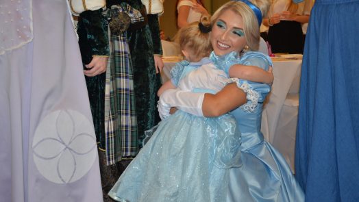 girl hugs Cinderella