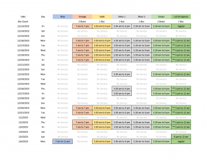 shuttle schedule