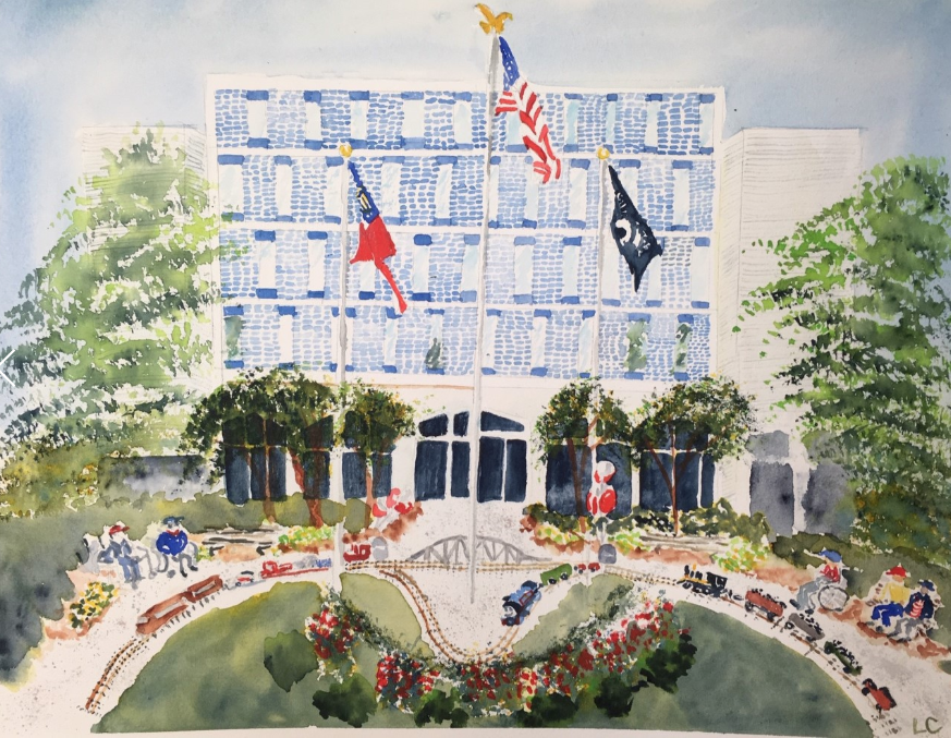 watercolor painting of a building