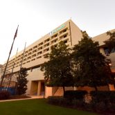 Outside of a hospital.