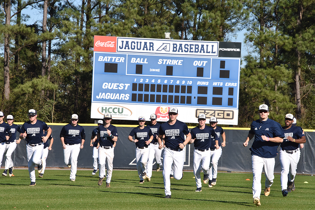 Baseball players running