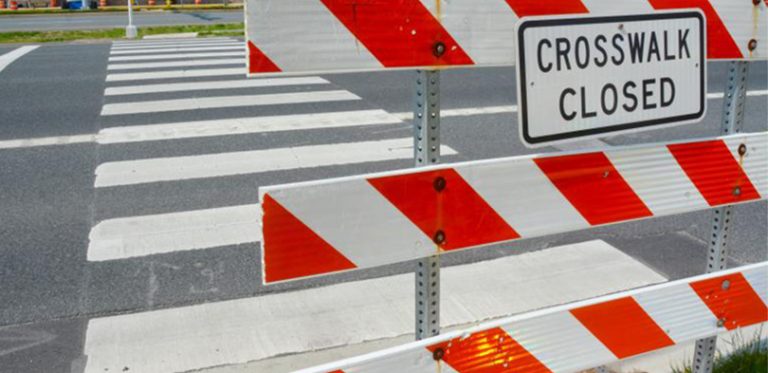 Crosswalk closed sign