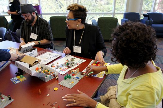 Teachers working in groups.