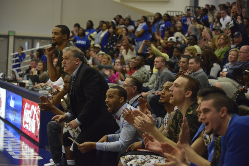 crowd watching basketball game