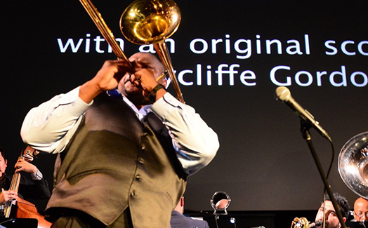 Wycliffe Gordon playing the trombone.