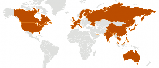 World map of outbreaks