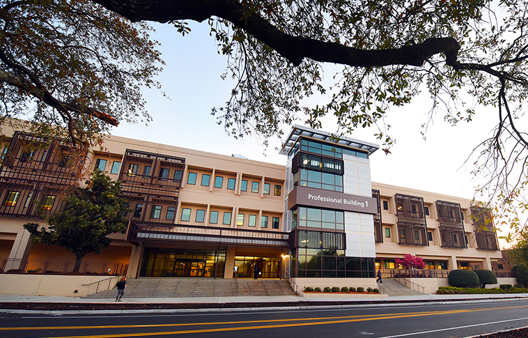 exterior of a building that says professional building one