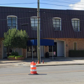 Two-story building with construction out front