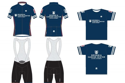 Picture showing cyclist jersey, bib shorts and activewear t-shirt