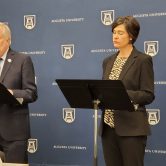 Man and woman speaking