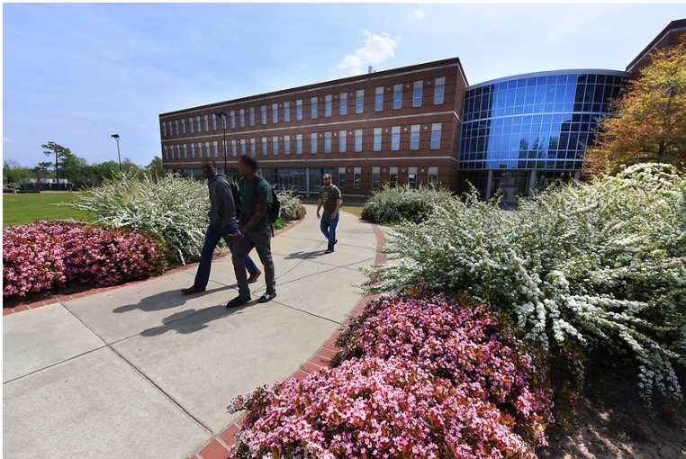 men walking on campus