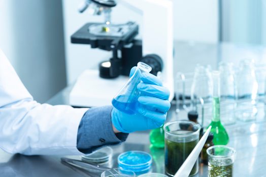 person holding lab equipment