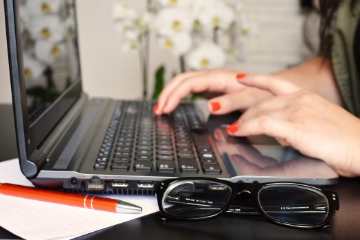 Hands typing
