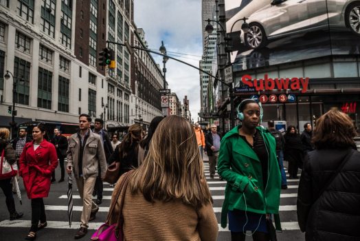 People walking in street