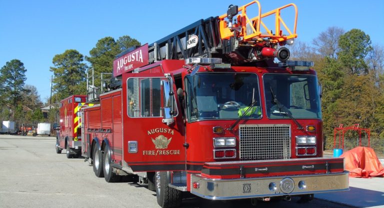 red Augusta Fire Department truck