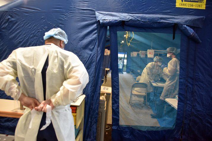 the blue tent in the emergency department