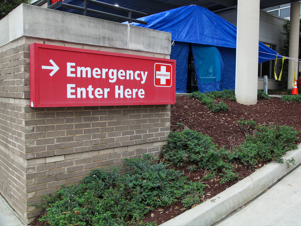 Outside the emergency department.