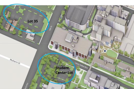 aerial diagram of university lots