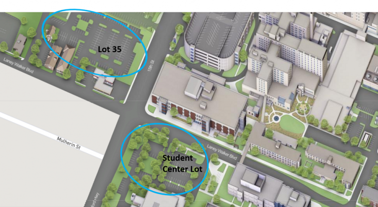 aerial diagram of university lots