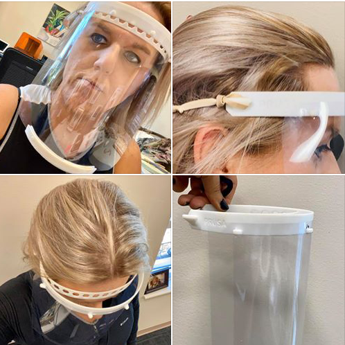 woman wearing a face shield