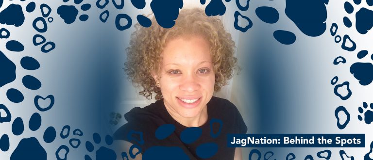 A woman in a black t-shirt